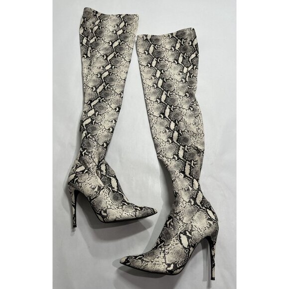 Steve Madden Domain Thigh High Boots in Snake-Print - Picture 7 of 9